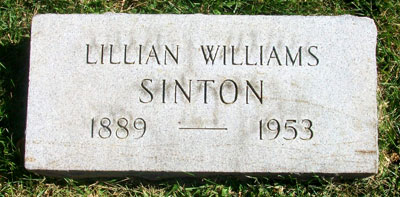 Photograph of Lillian Williams Sinton Headstone