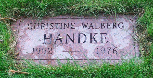 Headstone of Christine Walberg Handke 1952 - 1976