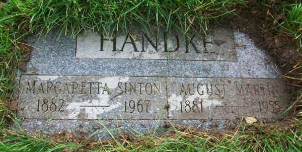 Headstone of August Martin Handke 1881 - 1955
