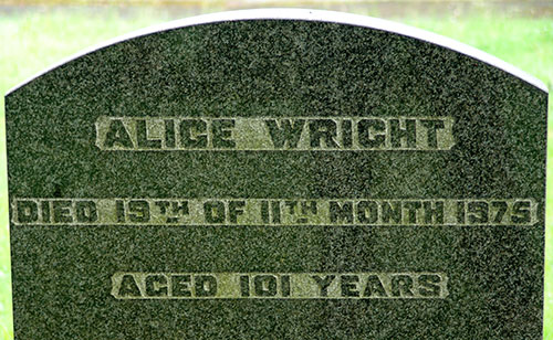 Headstone of Alice Wright 1874 - 1975