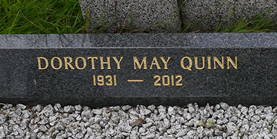 Headstone of Dorothy May Quinn (née Sinton) 1931-2012