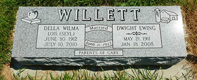 Headstone of Della Wilma Lois Willett (née Seyl) 1912 - 2010