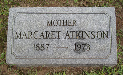 Headstone of Margaret Ann Atkinson (née Murphy) 1887 - 1973