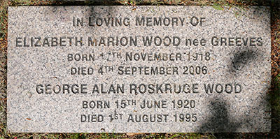 Headstone of George Alan Roskruge Wood 1920 - 1995