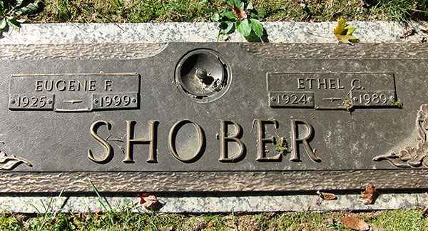 Headstone of Ethel C. Shober (née Sinton) 1924 - 1989