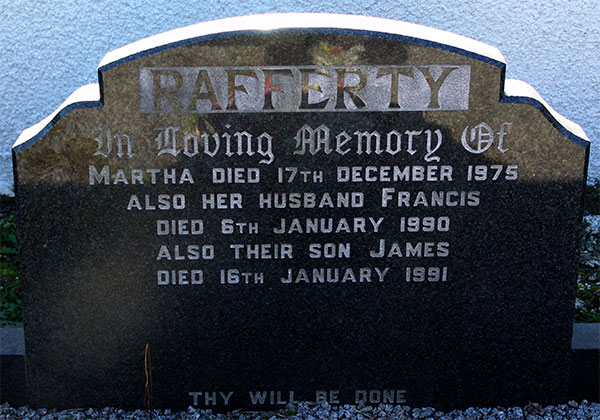 Headstone of Martha Rafferty