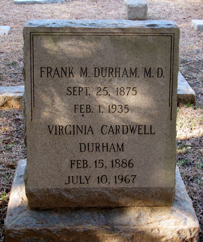 Headstone of Virginia Durham, Columbia, South Carolina, USA