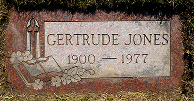 Headstone of Gertrude Mabel Jones (née Colwell) 1970 - 1977
