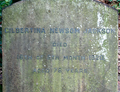 Headstone of Gilbertina Newsom Jackson 1843 - 1920