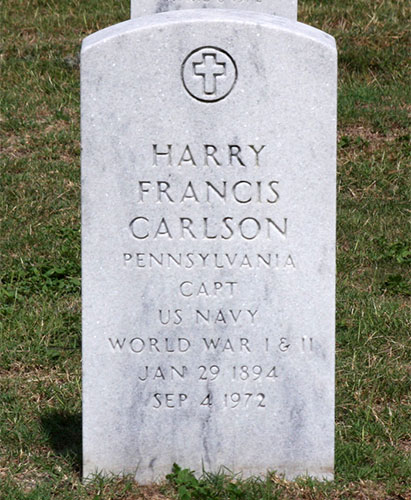 Headstone of Capt. Harry Francis Carlson 1894 - 1972