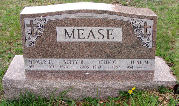 Headstone of Homer L. Mease 1944 - 1987
