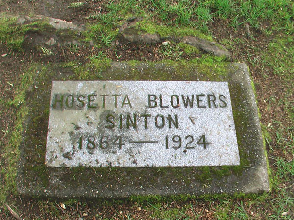 Headstone of Hosetta Blowers Sinton 1864 - 1924