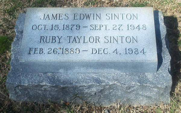 Headstone of James Edwin Sinton 1889-1984