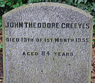 Headstone of John Theodore Greeves 1870 - 1955