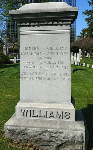 Headstone of Joseph P. Williams 1862 - 1927