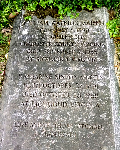 Headstone of Katherine Westwood Martin (née Sinton) 1891 - 1968