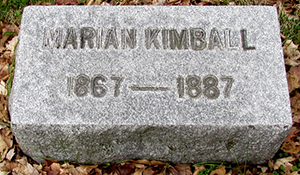 Headstone of Marian Kimball 1867 - 1887