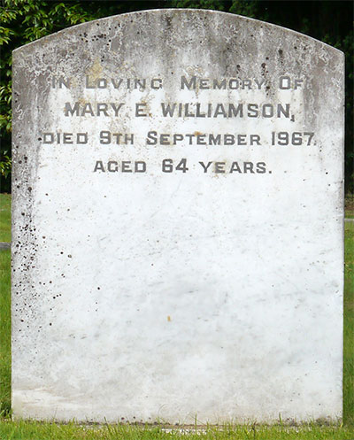 Headstone of Mary Elizabeth Williamson(née Turkington) 1902 - 1967