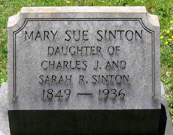 Headstone of Mary Susan Sinton, Virginia, USA