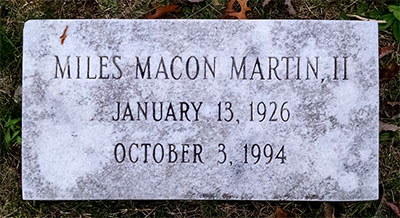 Headstone of Miles Macon Martin 1926 - 1994