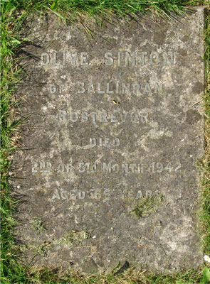 Headstone of Olive Sinton (née Pringle) 1875 - 1942
