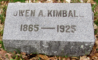 Headstone of Owen A. Kimball 1865 - 1925