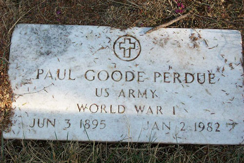 Headstone of Paul Goode Perdue 1895 - 1982