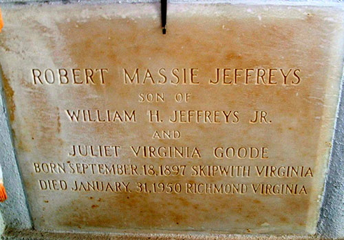 Headstone of Robert Massie Jeffreys 1897 - 1950
