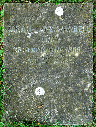 Headstone of Sarah Jane Wardell 1853 - 1905