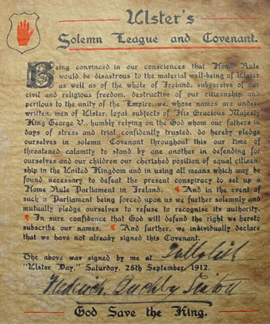 Ulster Covenant signed by Frederick Buckby Sinton