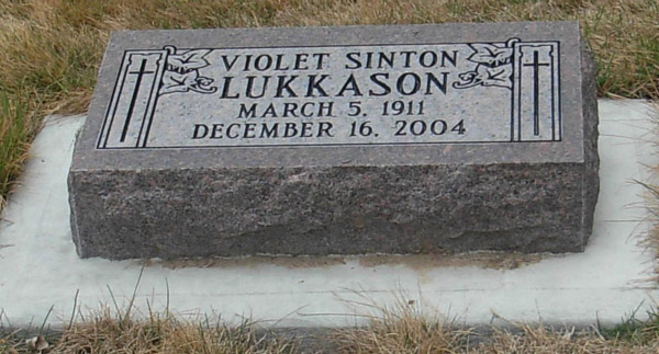 Headstone of Violet Emeline Sinton Lukkason