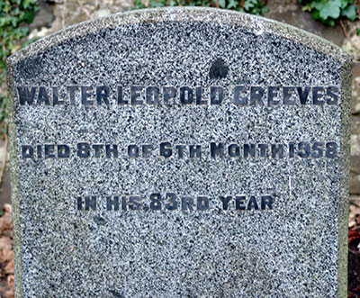 Headstone of Walter Leopold Greeves 1875 - 1958