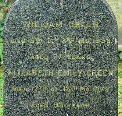 Headstone of William Green 1881 - 1959