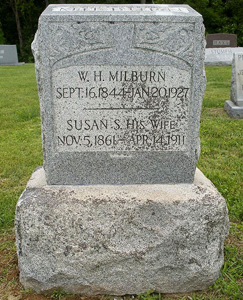 Headstone of Susan Sidney Milburn (née Kimberlin) 1861 - 1911
