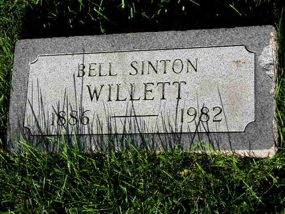Headstone of Bell Sinton Willett 1886 - 1982