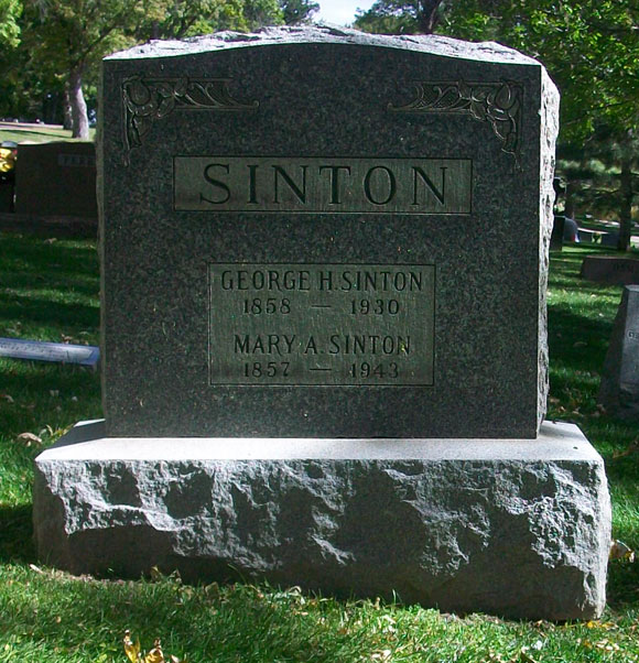 Headstone of George Herbert Sinton 1858 - 1930