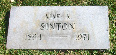Photograph of Mae Auer Sinton Headstone