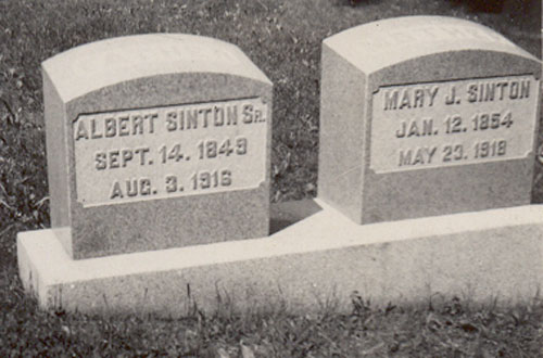 Headstone of Albert Jonathan Sinton 1849-1916