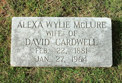 Headstone of Alexa Wylie McLure Cardwell 1881 - 1964