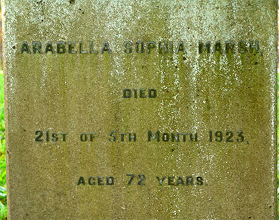 Headstone of Arabella Sophia Marsh 1851 - 1923