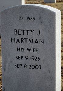 Headstone of Betty Jean Hartman (née Logan) 1923 - 2003