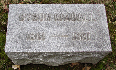 Headstone of Byron Kimball 1861 - 1881
