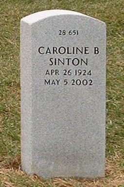 Headstone of Caroline Sinton (née Betz) 1924 - 2002