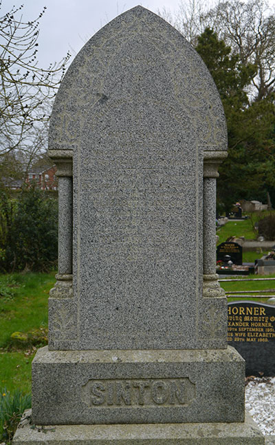Headstone of Elizabeth Lindsay (née Sinton) 1847 - 1915