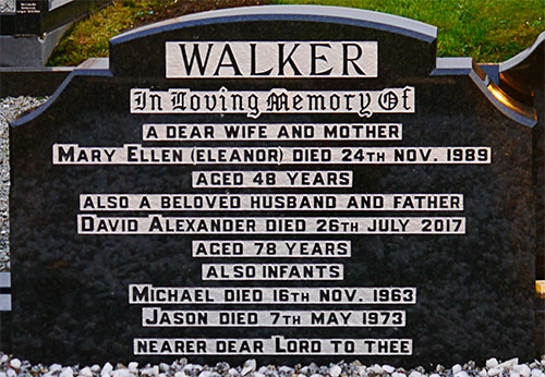 Headstone of Mary Ellen Walker (née Magill) 1941-1989