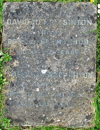Headstone of Sarah Grace Sinton (née Walker) 1863 - 1952