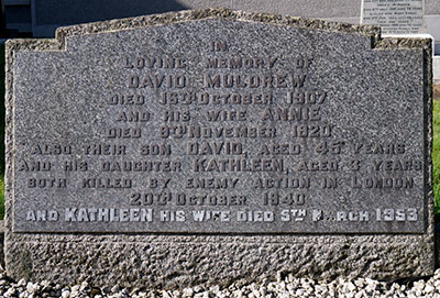 Headstone of Annie Muldrew (née Sinton) 1867 - 1920