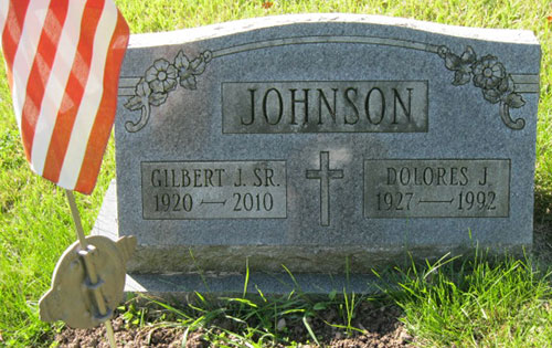 Headstone of Dolores J. Johnson (n&eacutr;e Harris) 1927 - 1992