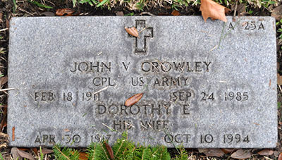 Headstone of Dorothy Eileen Crowley (née Sinton) 1917 - 1994