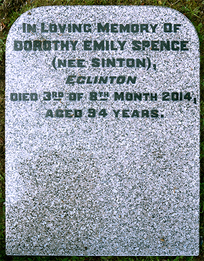 Headstone of Dorothy Emily Spence (née Sinton) 1920 - 2014